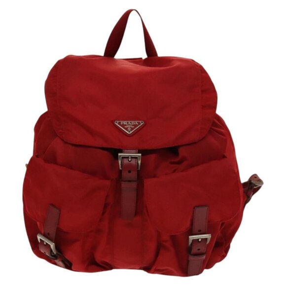 PRADA Backpack Nylon Silver Red Auth - Picture 1 of 16